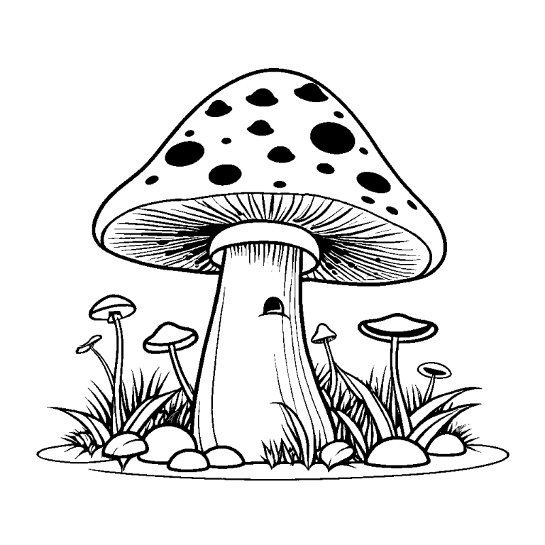 Mushroom with dots coloring page Lulu Pages