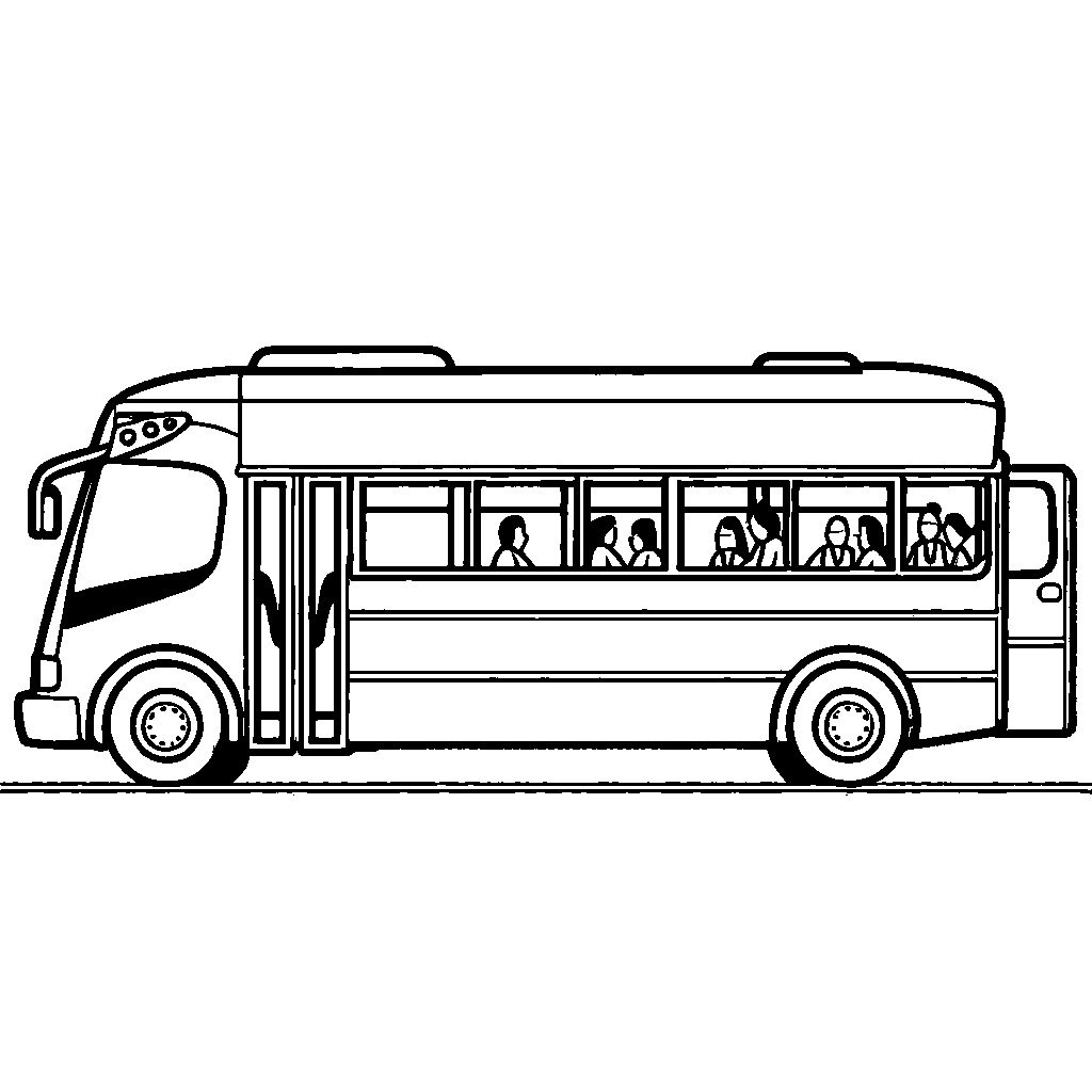 Bus with passengers coloring page for children