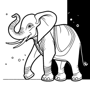 Playful Elephant Single-line Drawing coloring page