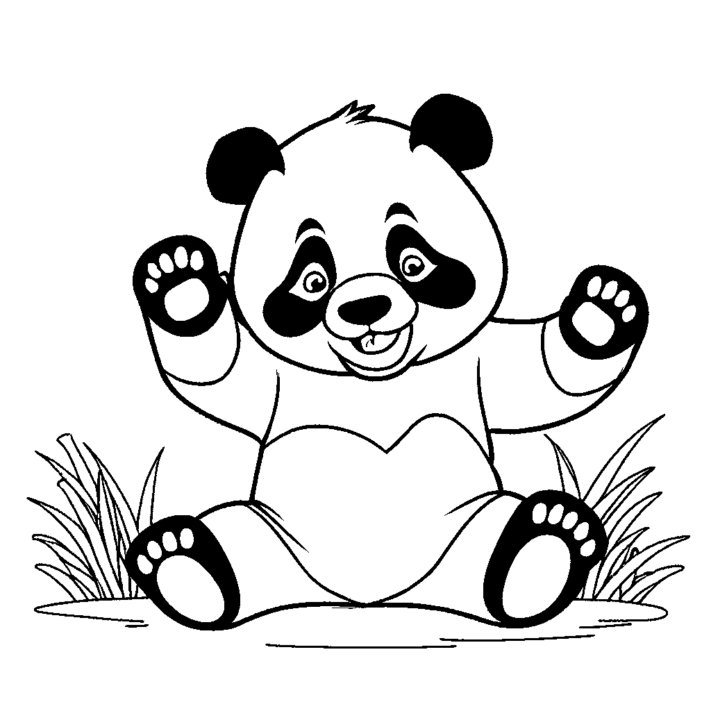Cheerful panda bear coloring sheet