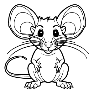 Playful rat with big ears and paws for children's coloring coloring page