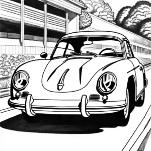 1955 Porsche 356 - Pre A Continental outline drawing coloring page