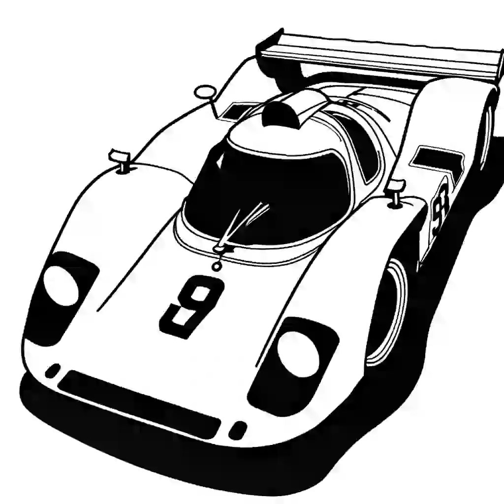 1968 Porsche 908 - LH-004 racing car line art illustration for coloring page