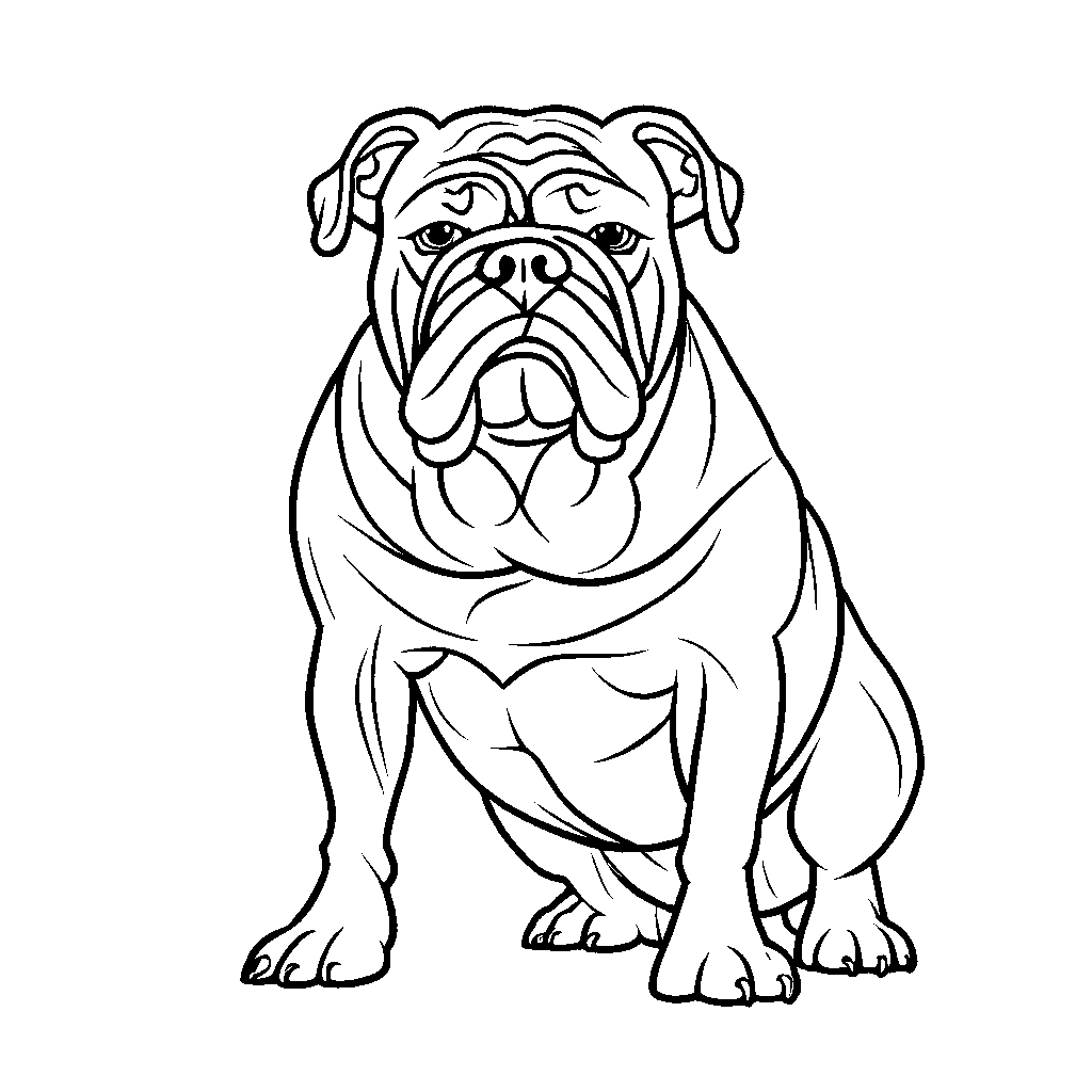 Confident Bulldog coloring page with wrinkled face coloring page
