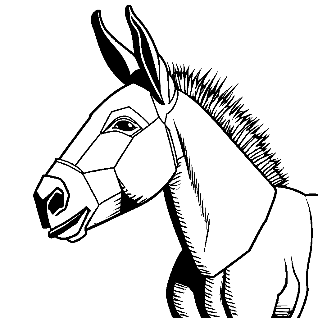 Proud Donkey Coloring Page - Simple Outline with Head Held High