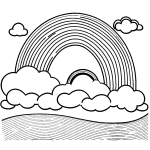 Rainbow coloring page with clouds coloring page