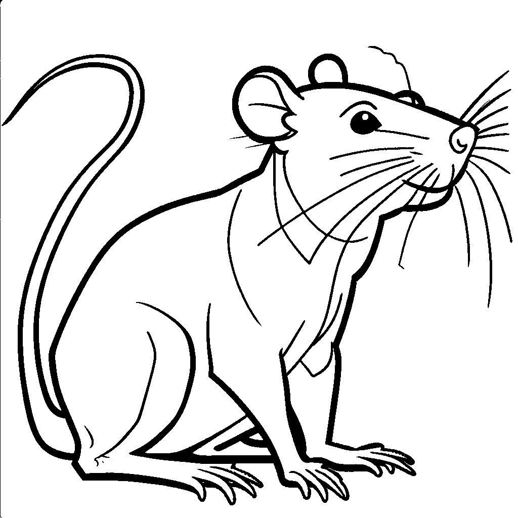 Outline of a rat for coloring page