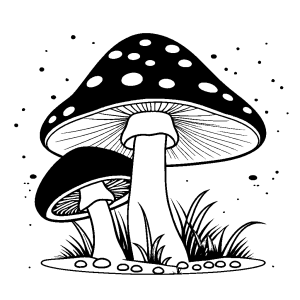 Realistic Mushroom with Unique Silhouette Coloring Page