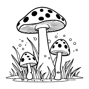 Realistic Mushroom with Circular Spots Coloring Page