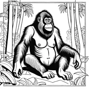 Orangutan jungle coloring page