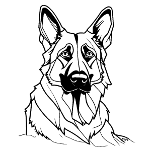 German Shepherd coloring page with relaxed dog coloring page