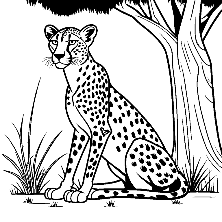 Resting cheetah coloring page Lulu Pages