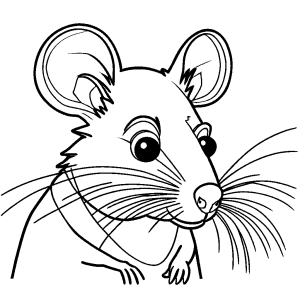Rat with round eyes and a pointed nose to color coloring page