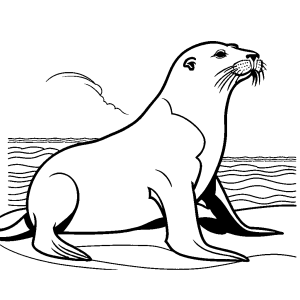 Sea Lion gazing coloring page