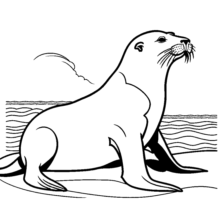 Sea lion gazing coloring page Lulu Pages