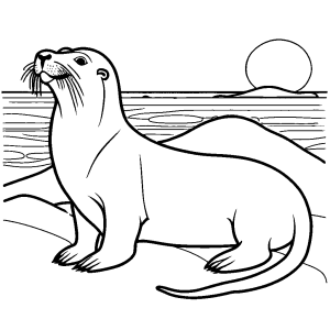 Sea Lion Sunbathing coloring page