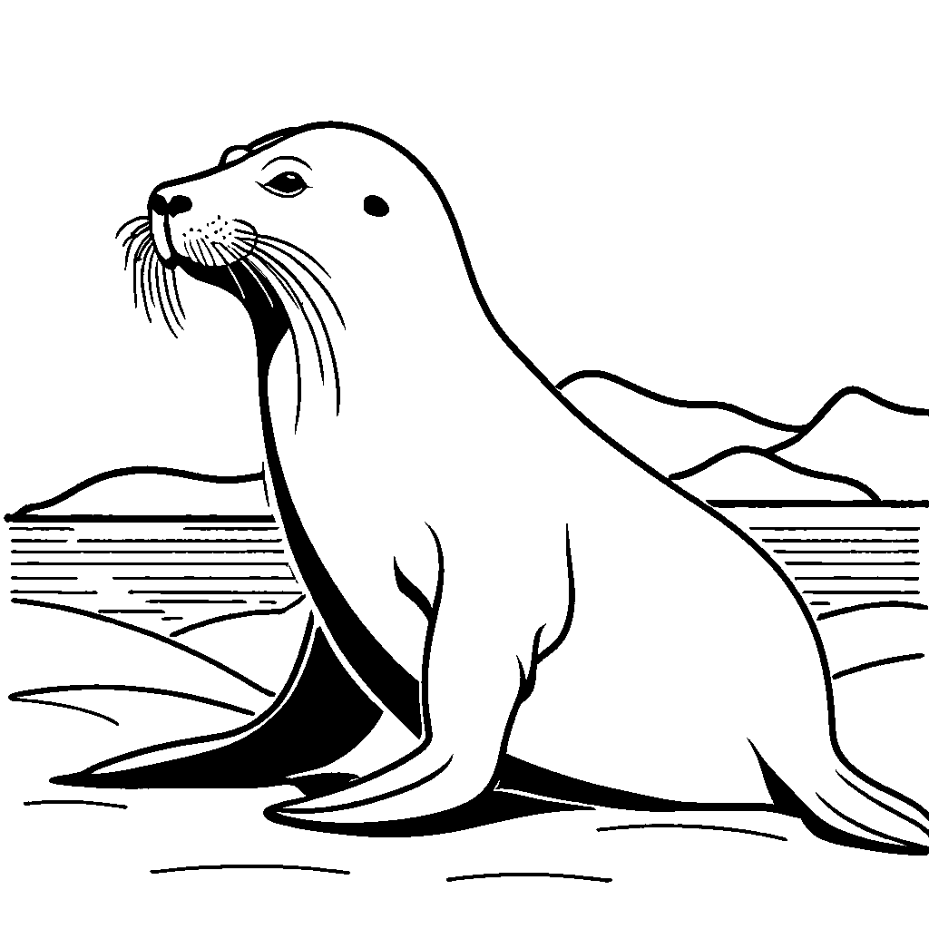 Sea Lion in mountains coloring page