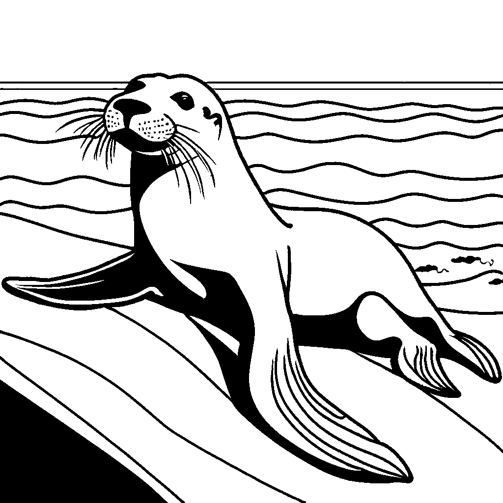 Sea lion on the beach coloring page Lulu Pages