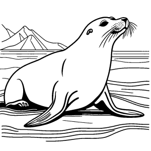 Seal in mountains coloring page