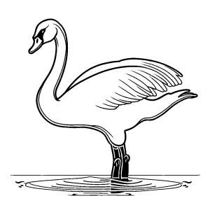 Simple outline drawing of a serene swan with a long neck coloring page