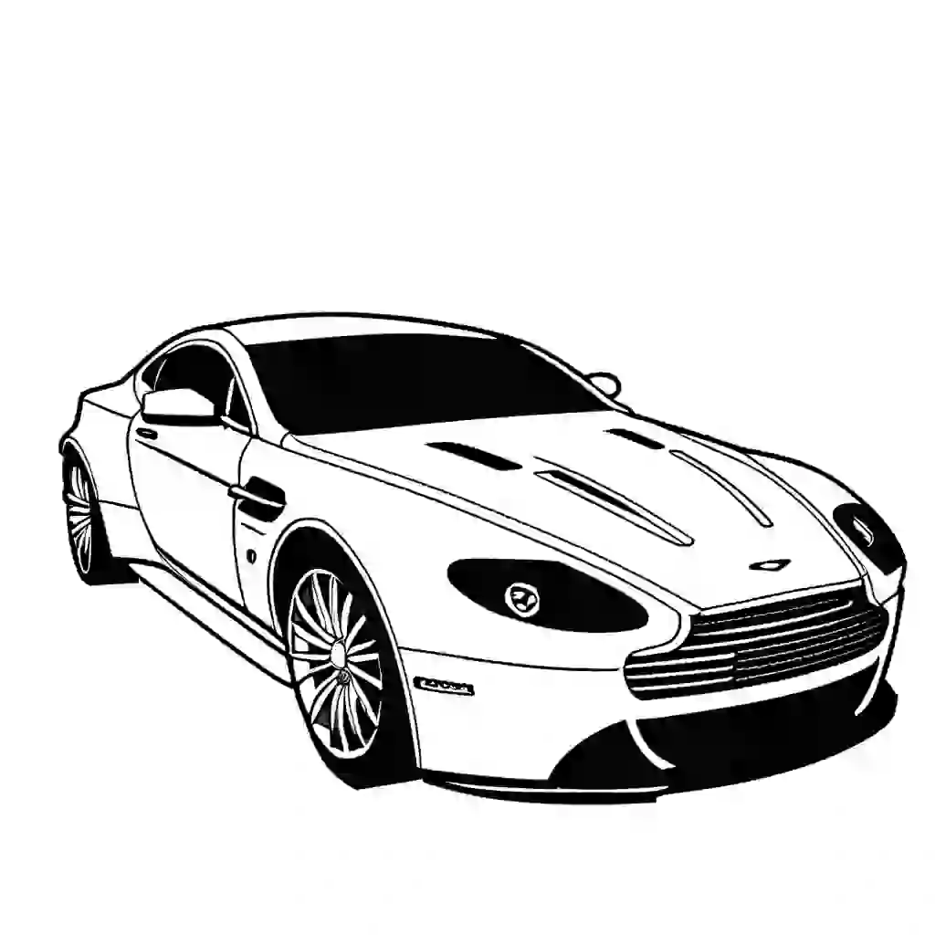 Simple 2008 Aston Martin V8 Vantage interpretation coloring page