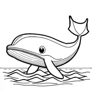 Easy outline of a blue whale for coloring activity coloring page