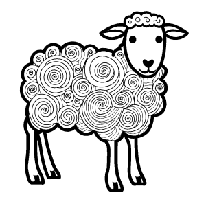 Curly-tailed sheep coloring page