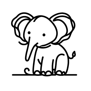 Cute elephant one-line drawing coloring page