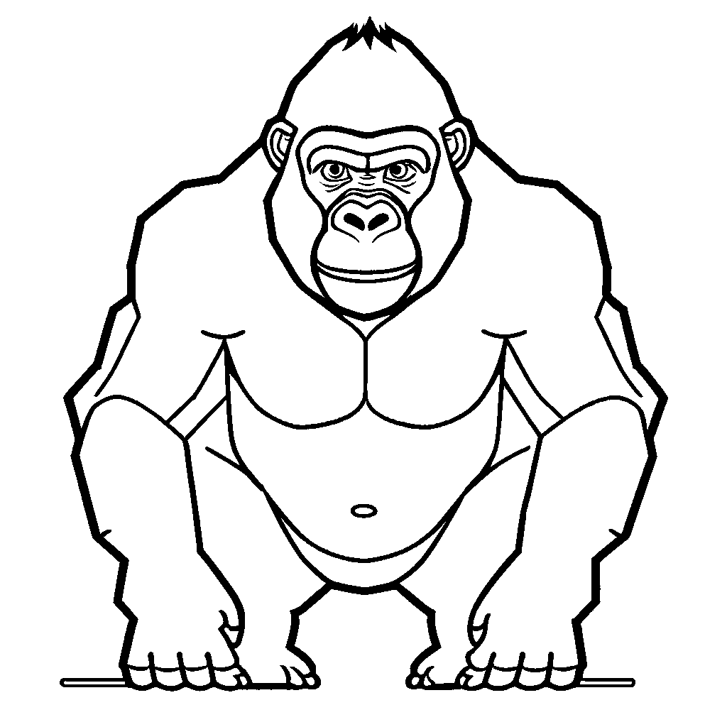 Gorilla outline coloring page