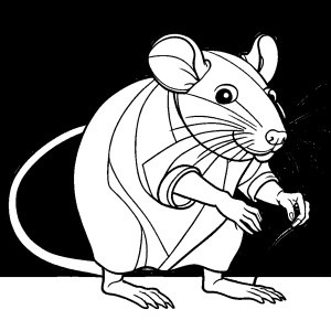 Rat in a simple line drawing for coloring practice coloring page