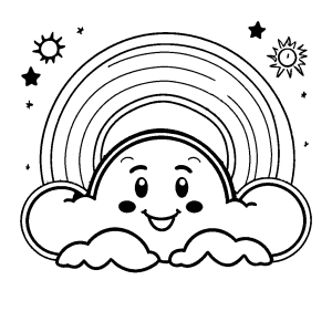 Rainbow and sun coloring page