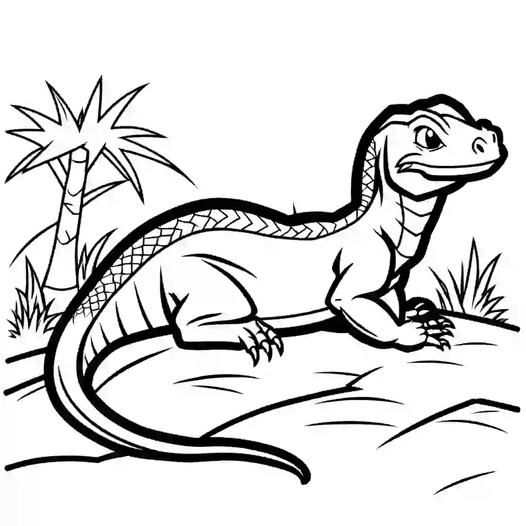 Simple sketch of komodo dragon coloring page Lulu Pages