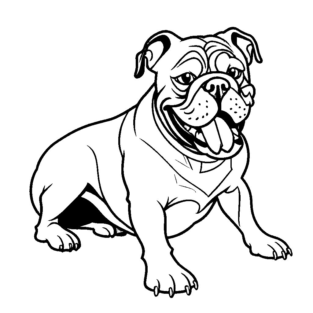 Sitting bulldog with tongue coloring page Lulu Pages