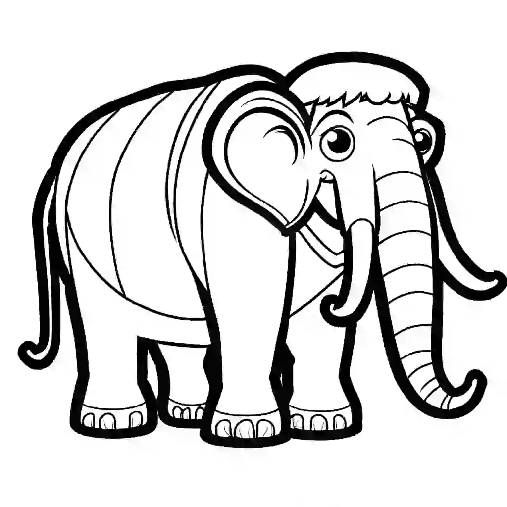 Simple mammoth sketch for coloring activity coloring page