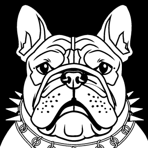 Happy Bulldog coloring page with spiked collar coloring page