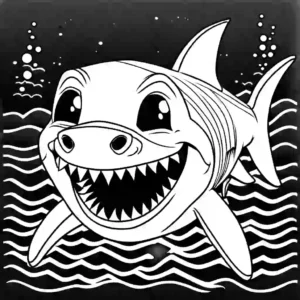 Tiger shark swimming in the ocean coloring page
