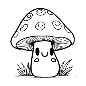Smiling Mushroom with Swirly Base Coloring Page