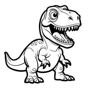 Smiling T-Rex Dinosaur Outline Drawing for Coloring coloring page