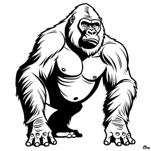 Gorilla standing on all fours coloring page