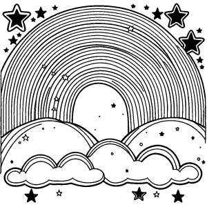 Rainbow coloring page with stars coloring page