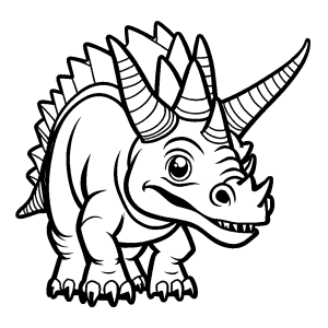 Happy Styracosaurus Dinosaur Outline Drawing for Coloring coloring page