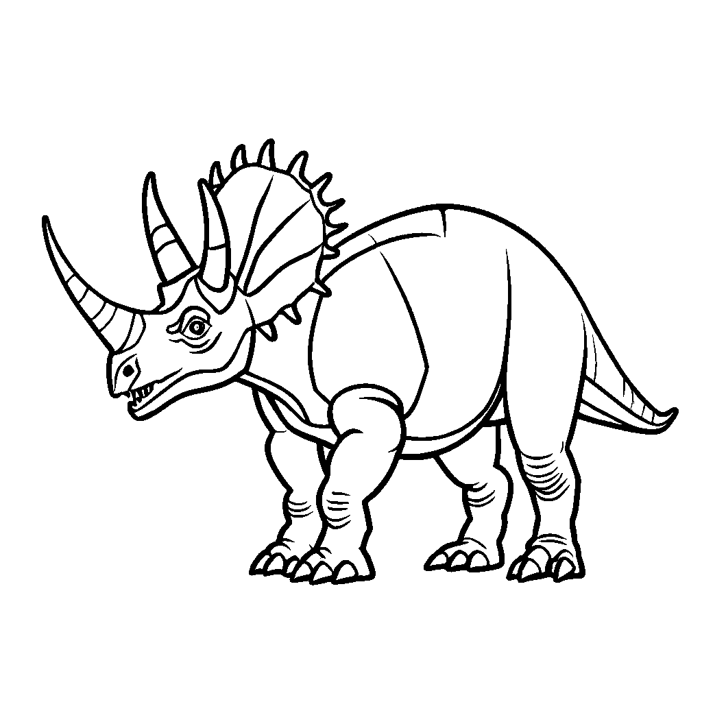 Triceratops dinosaur one-line drawing for coloring activity coloring page