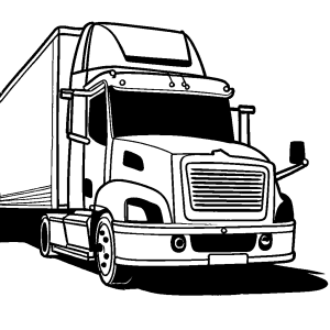 Truck driving on a road coloring page