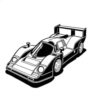 Vintage Porsche 962 outline sketch for coloring activity coloring page
