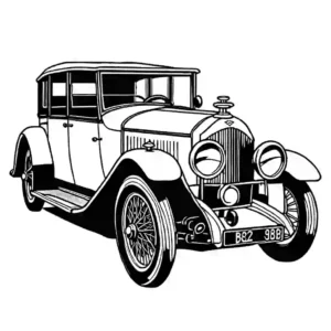 Vintage 1928 Bentley 4 1/2 Litre car line drawing coloring page