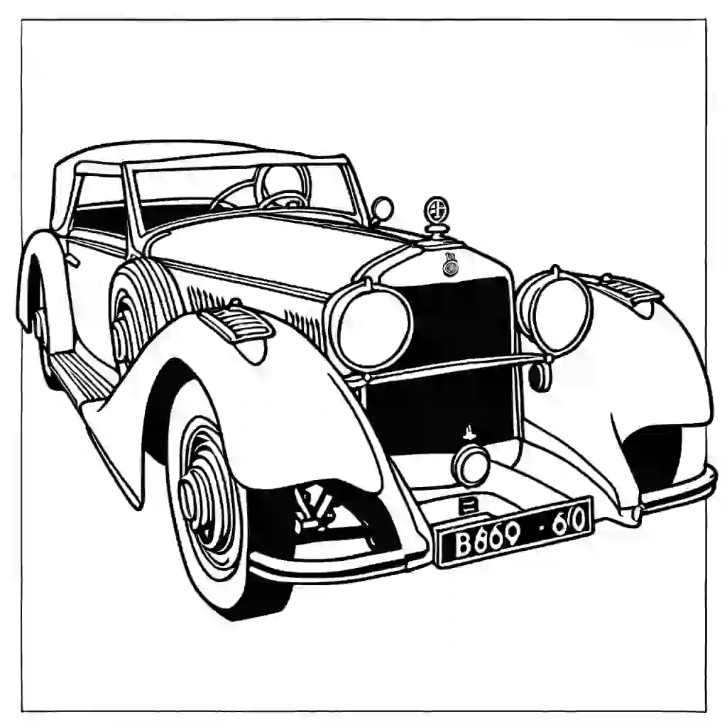 Vintage Mercedes-Benz Typ S - 680 S black and white coloring page