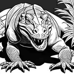 Komodo Dragon in its natural habitat with extended tongue coloring page