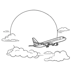 Airplane flying in the sky coloring page