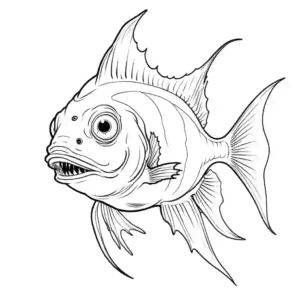 Anglerfish with glowing dorsal fin and sharp fangs coloring page