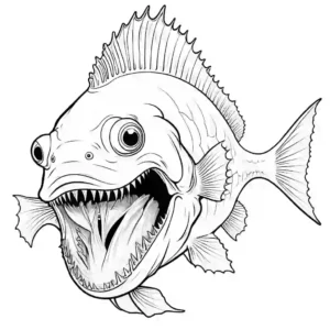 Anglerfish with large mouth and spiky fins coloring page
